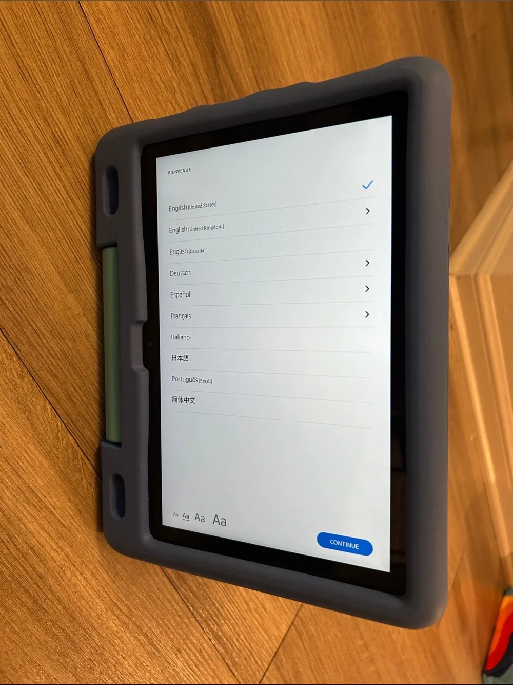 Amazon Fire HD 10 Kids with blue case